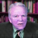 Multiple images of Andy Rooney overlapped. 1998.